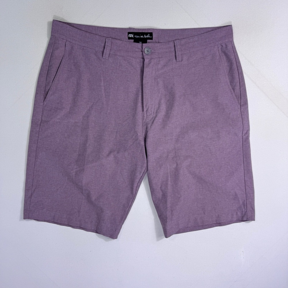 Travis Mathew Mens 38x11 Stripe Golf Shorts Save The Day Stretch Performance
